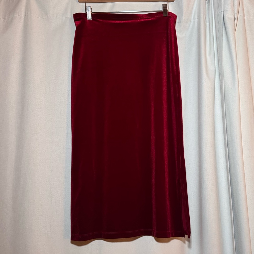 Vintage Christie Brooks Red Velvet Midi Skirt